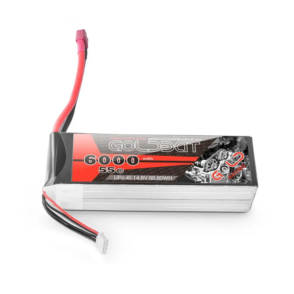 4 единицы GOLDBAT 6000mAh lipo батарея 4S RC автомобиль lipo 6000mAh 55C батарея LiPo 14,8 v с штекером Deans для RC грузовик RC Heli самолет - Цвет: Deans Plug 4Units