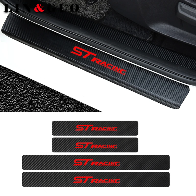 

4pcs Door Carbon Fiber Car Scuff Plate sticker Vinyl Decal sticker for Ford focus 2 focus 3 ST Racing Fiesta EcoSport ESCORT