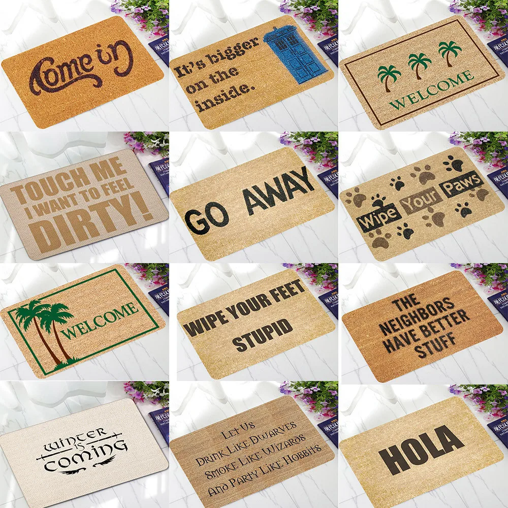 "Добро пожаловать" для чистки ковров, для дома письмо Забавный Добро пожаловать домашний Вход Пол коврик нескользящий коврик походный матрац#25