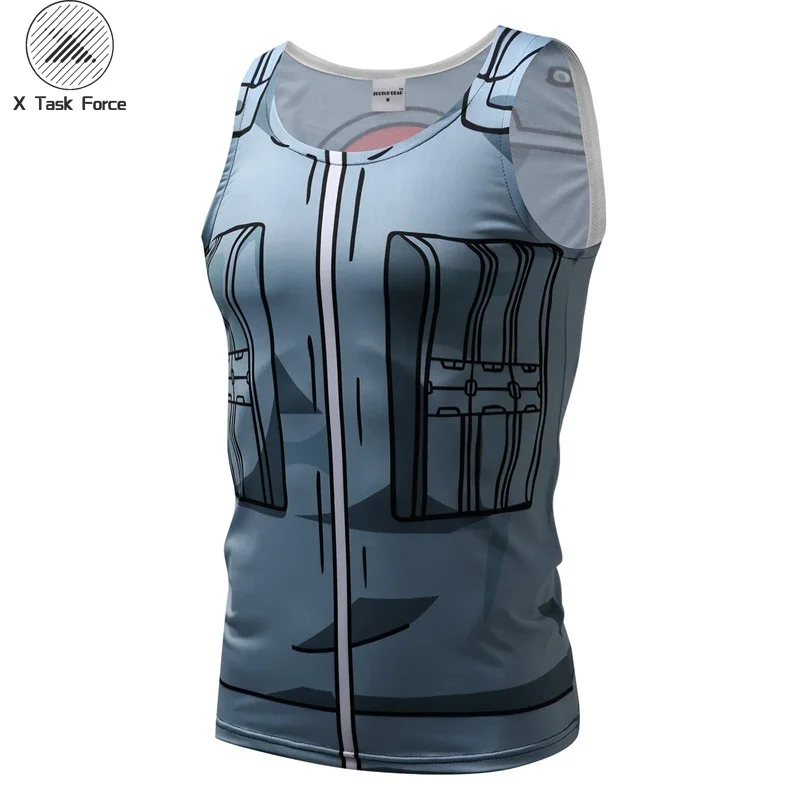 

New Bodybuilding Brand Tank Top Men Fitness Sleeveless 3D Print Anime Naruto Hateke Kakshi Fashion Tight Vest X Task Force