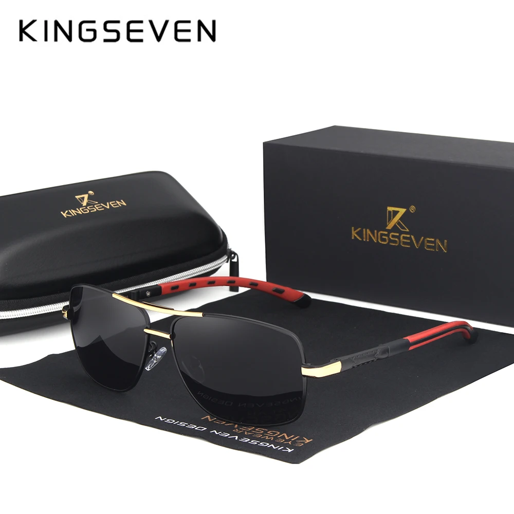 Goedkoop KINGSEVEN Merk Designer heren Aluminium Magnesium Zonnebril Gepolariseerde Spiegel lens Man Eyewear Zonnebril Voor Mannen gafas