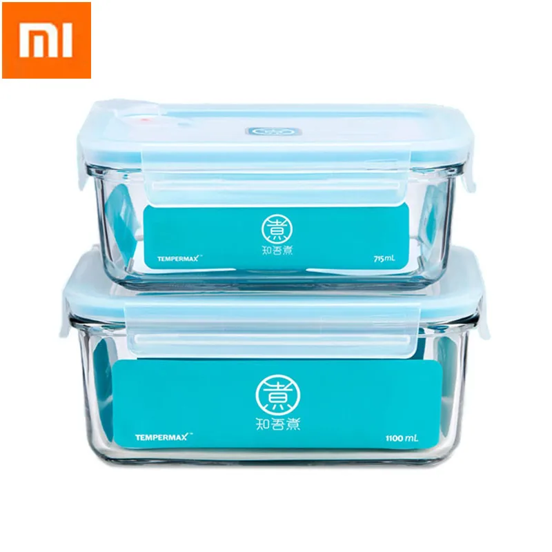 

MIUI Kitchen Falling Resistant Glass Fresh Keeping Box Students Portable Lunch Box Tableware Sets