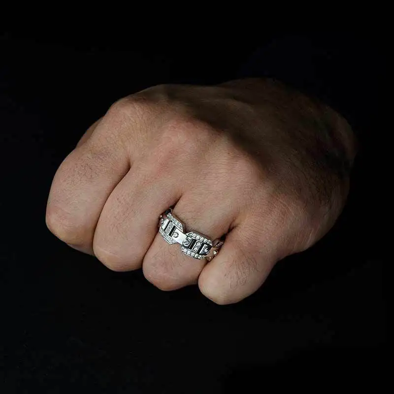 Талисманы Huitan мужское кольцо в стиле панк Доступно три цвета обручальное кольцо для мужчин с микро проложили юбилейное кольцо на палец Dropshpping