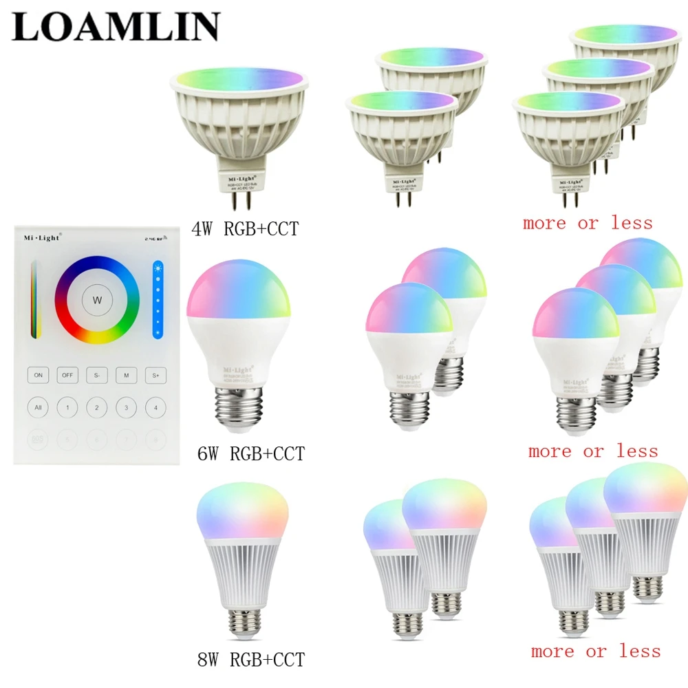 Miboxer Milight приглушаемая Светодиодная лампа MR16 GU10 E14 E27 2 4G 4 Вт 5 6 9 12 CCT/RGBW/RGBWW/RGB +