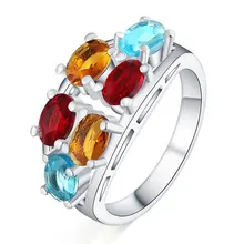 Beautiful lovely colors SILVER ring crystal stone cute noble pretty fashion Wedding silver Plated women Lady Ring jewelry LR068
