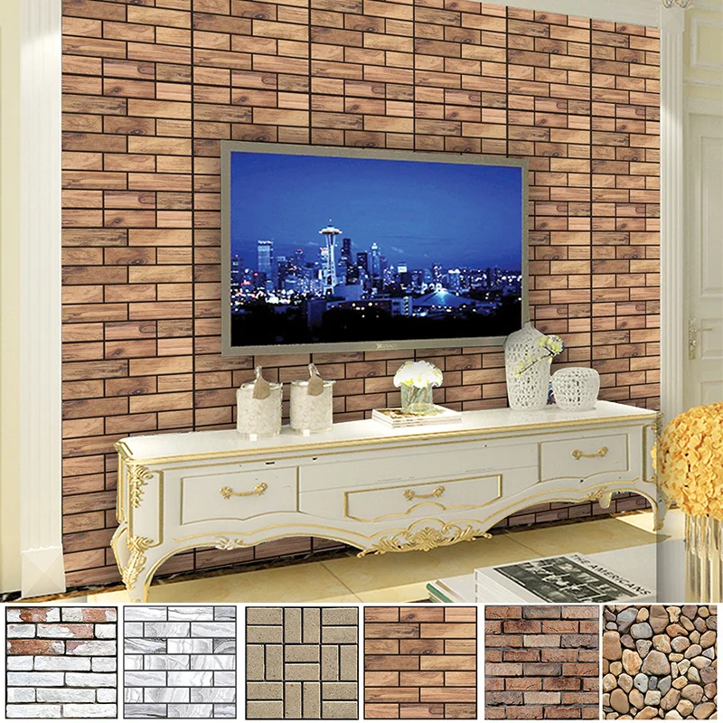 

30*30CM DIY 3D Brick Home Decoration Wall Stickers Living Room Bedroom Decor PVC Self Adhensive Wallpaper Art home Wall Decals