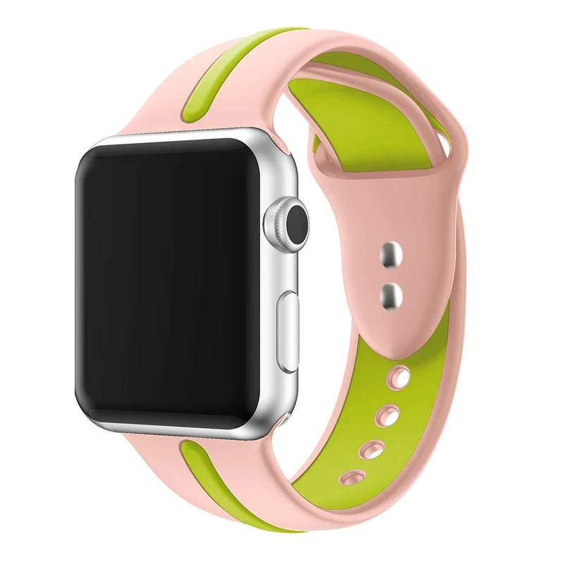 Ремешок для часов apple Watch band apple watch 5 4 band 44 мм iwatch band 42 мм correa 38 мм 40 мм силиконовый ремешок для часов pulseira 3 - Цвет ремешка: pink cyan