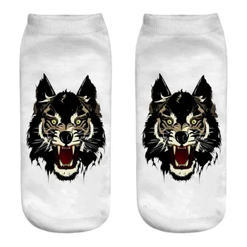 

MUQGEW boy socks for children socks men Cute Casual Work Business Cotton Socks 3D Wolf Head Print Medium Sports Socks #y2
