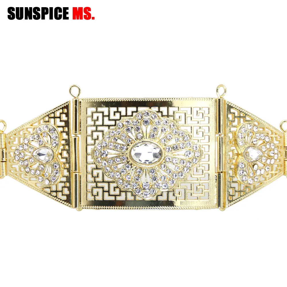 

SUNSPICE-MS Elegant caftan metal waist belt rhinestone for women gold silver color DUBAI wedding jewlery Morocco body chain 2019