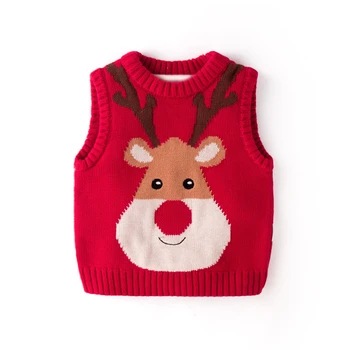 

New Baby Kids Cashmere Vest Jacket for Girls Christmas Deer Tops Clothes and Boys Kint Sweaters Vests Jackets Coat Outwear