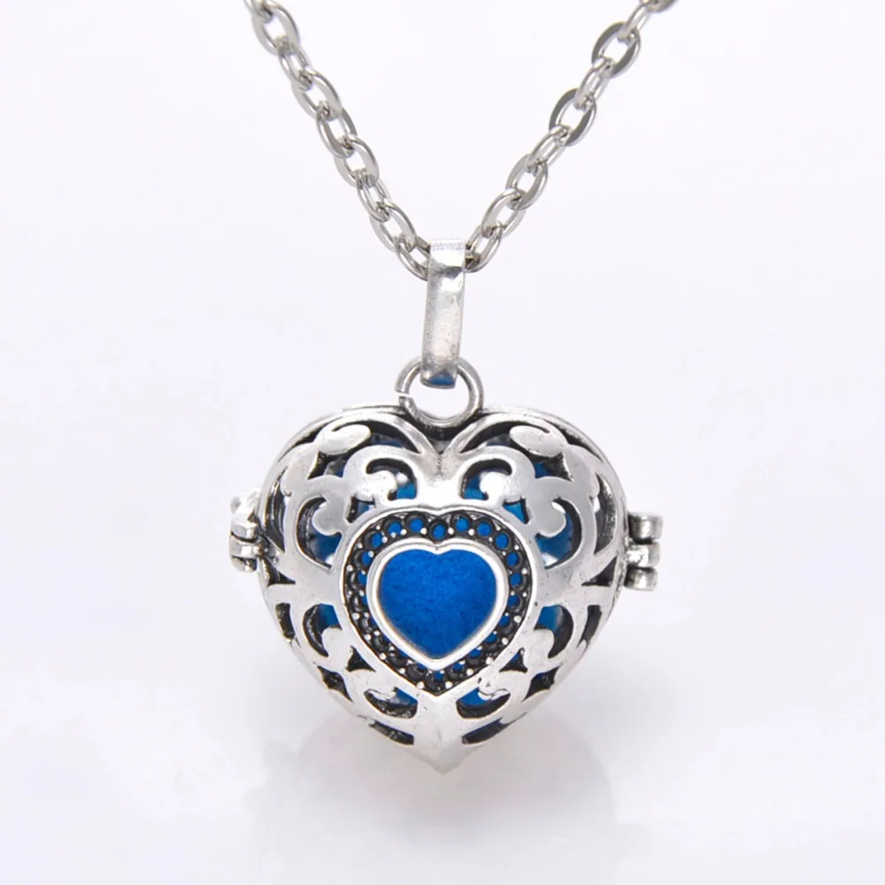 

1 Pcs Rhodium Plated Heart Cage Fragrance Essential Oil Aromatherapy Diffuser Locket Necklace For DIY Diffuser Locket Necklace