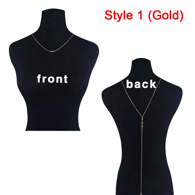 1 шт. модное позолоченное/серебряное ожерелье на спине длинное с бисером и петлей