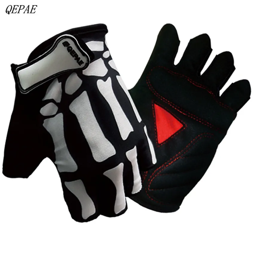 QEPAE Bike Glove Bicycle Skeleton Summer mtb Outdoor Sports Half Finger