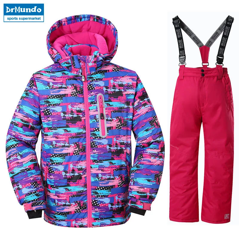 Girls Ski Jacket Children Waterproof Windproof Clothing Kids Ski Set