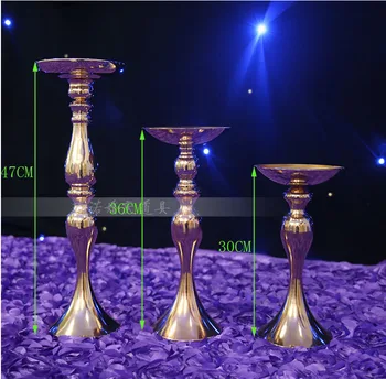 

10pcs/lot Wedding master table candlestick T road lead Golden plated/road cited H47cm