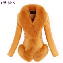 Высокое качество, верхняя одежда, зимнее пальто, женская кожаная одежда, продукт, овечья кожа, Лисий мех, воротник, пуховые перья, сохраняющие тепло, Женское пальто 822