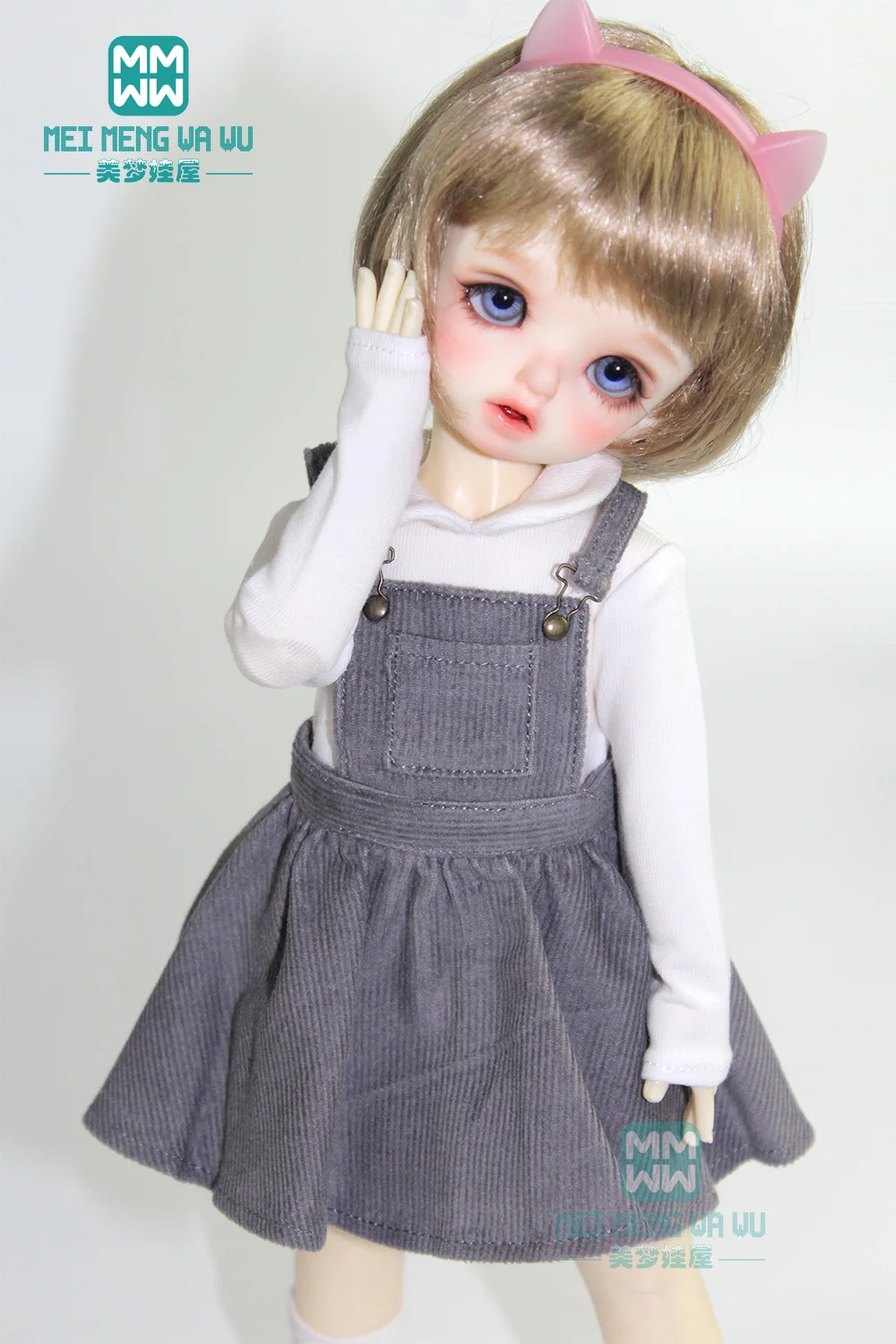 

clothes for doll fit 30cm 1/6 BJD YOSD doll fashion strap dress pink, gray, khaki, rose red