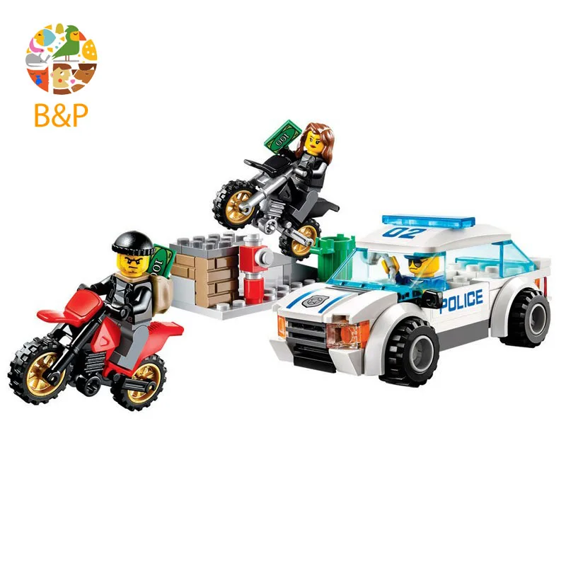 

Legoing Highway police chase 60042 128 Building Blcok set Brick compatible 10417 Toys for children Gift