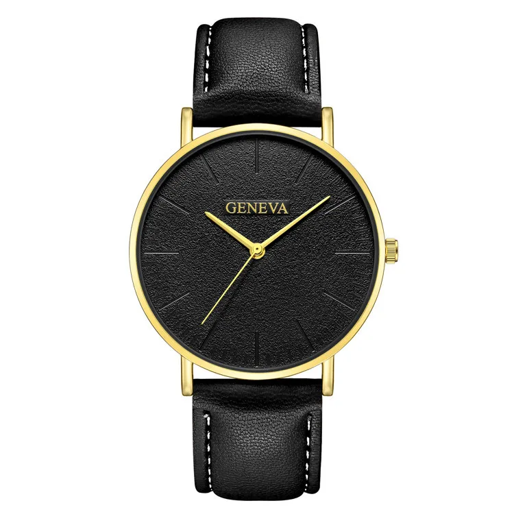 Мужские часы GENEVA модные деловые спортивные часы для мужчин лучший бренд класса люкс кожа Reloj Hombre Повседневная relogio masculino saat - Цвет: black 1
