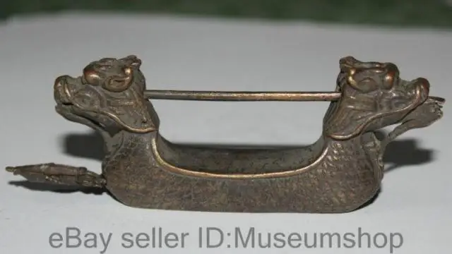 

Chinese Fengshui Bronze Zodiac Year Dragon ship Boat Statue Door lock up Key