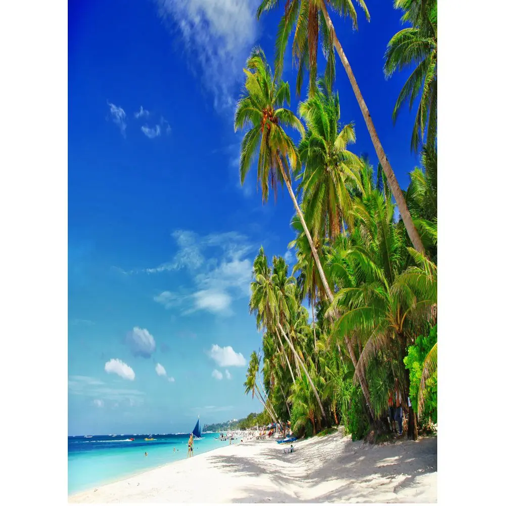 

Yeele Summer Ocean Scene Backdrops Sea Palm Tree Photography Seaside Photographic Travel Backgrounds Tropical Photo Studio