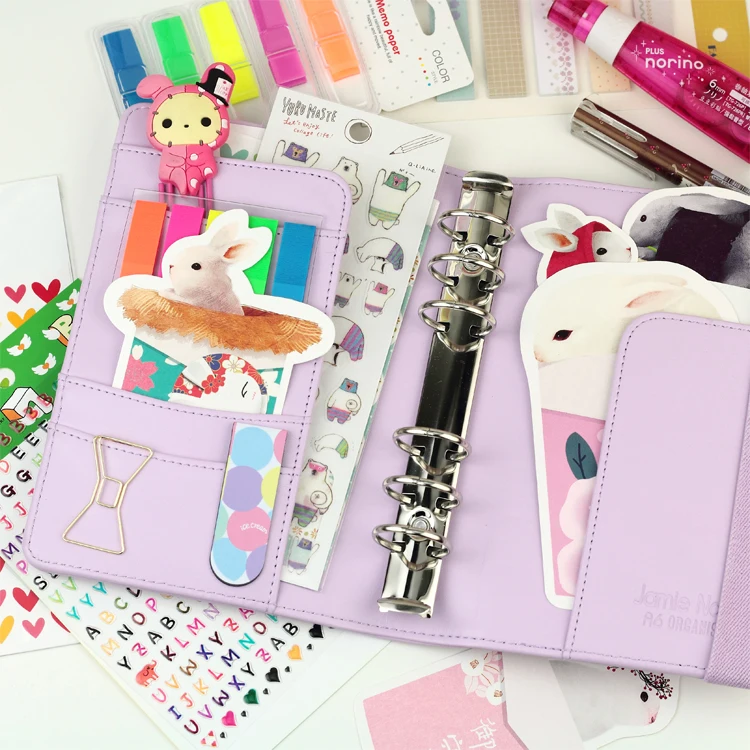 2016 New Arrive Star JM Polka Dot 6 loose leaf Notebook A5 A6 Organizer Planner With Elastic Bind Match Dokibook Filler
