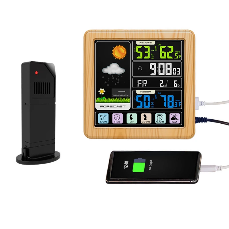 Цифровая метеостанция часы lcd сенсорный экран Беспроводной погоды USB
