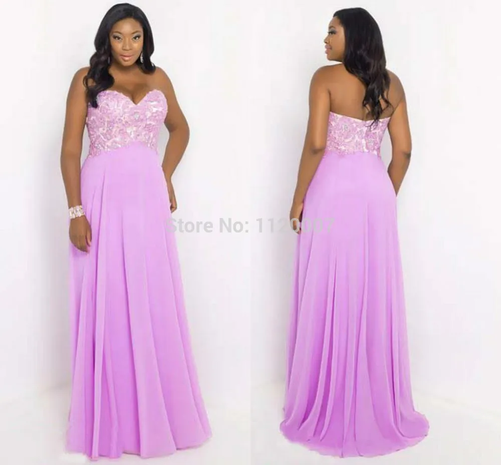 Sexy Prom Dresses Lilac Lavender Sweetheart Floor Length Lace Incoe Top Custom Made Cheap Chiffon Long Prom Dress 2015 Plus Size