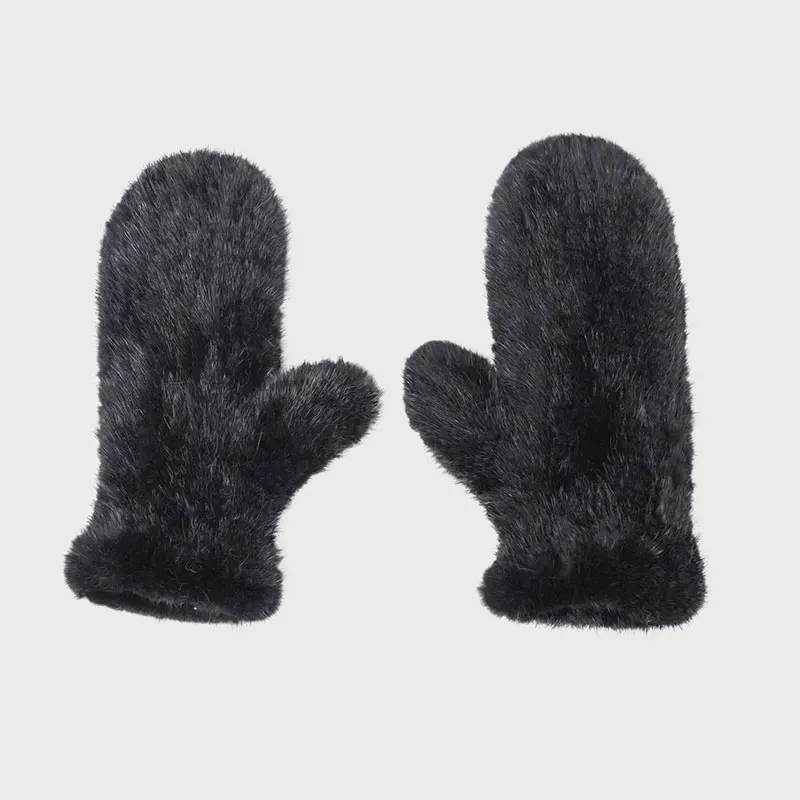 Pudi GF702 перчатки из натурального меха норки варежки дизайн меха для этой зимы - Цвет: black