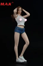 1/6 scale sexy female woman lady clothes set vest & shorts denim suit set fit for girl action figure accessory цена 1/6 scale sexy female woman lady clothes set vest & shorts denim suit set fit for girl action figure accessory цены онлайн