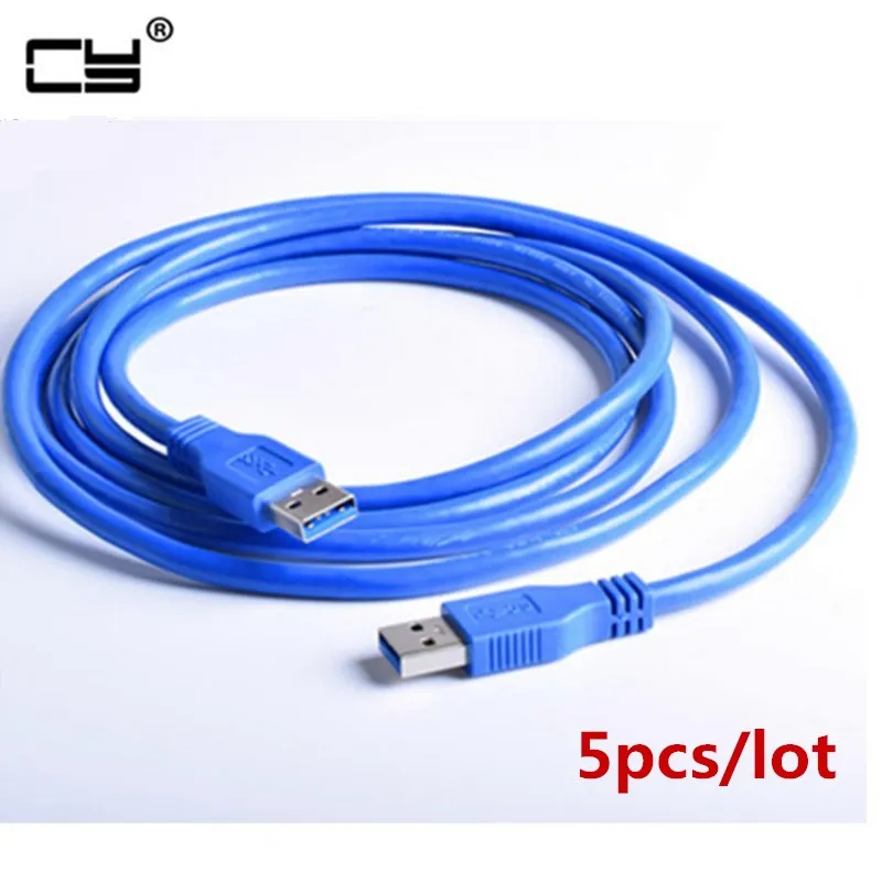 5pcs High Speed Blue USB 3.0 Cable A type Male to Male USB Extension Cable AM TO AM 50cm 1m