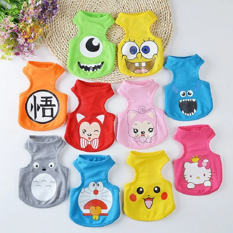2018 New Small Size Dog Clothes Fashion Summer Cartoon Puppy Pet Vest T