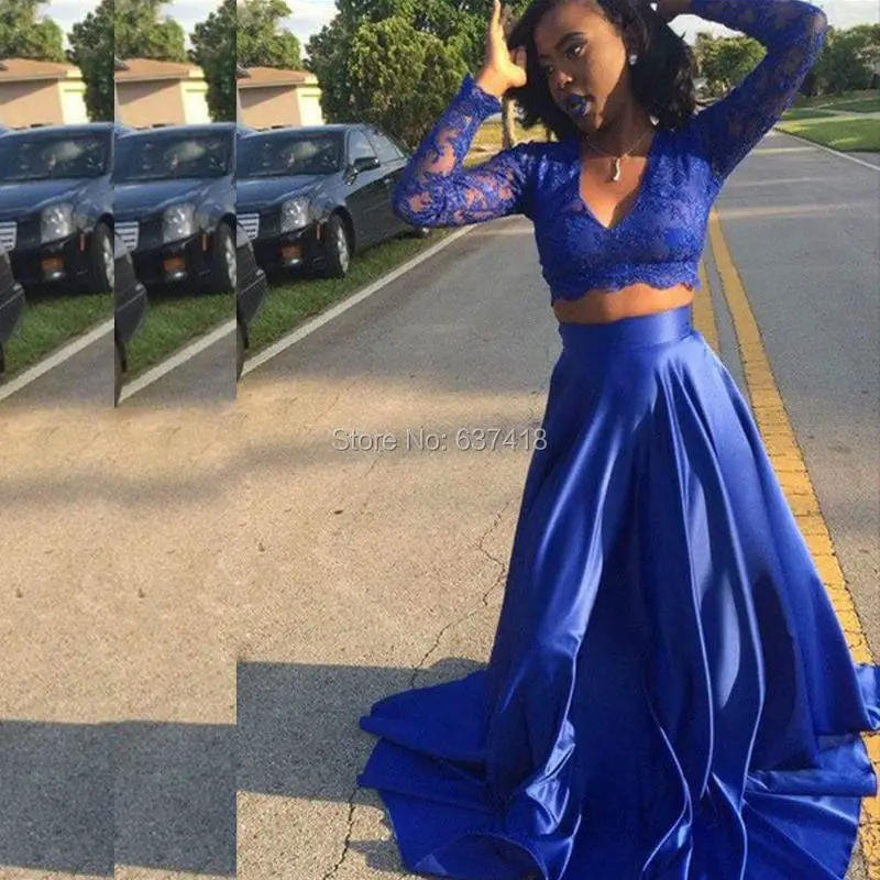 Royal blue 2 piece prom dress Clearance
