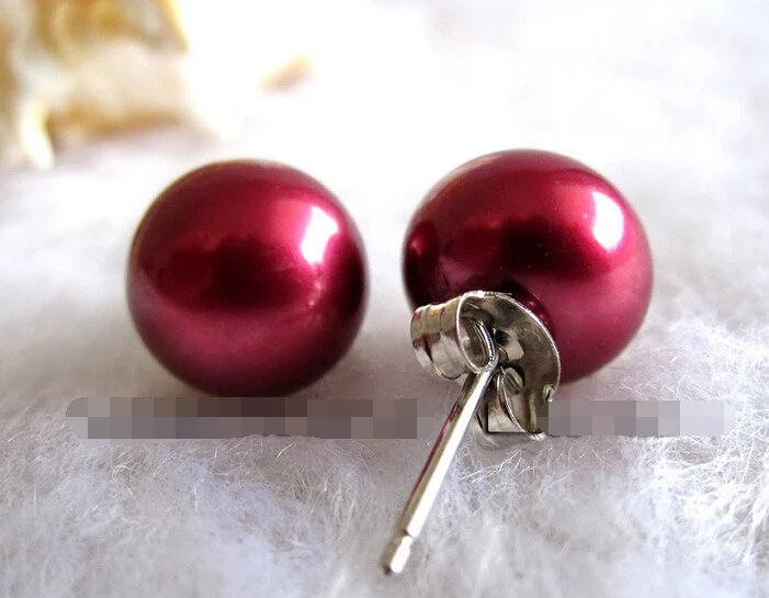 

hot sell new - free shipping 12810 Dark Red Freshwater Pearl Studs Earrings
