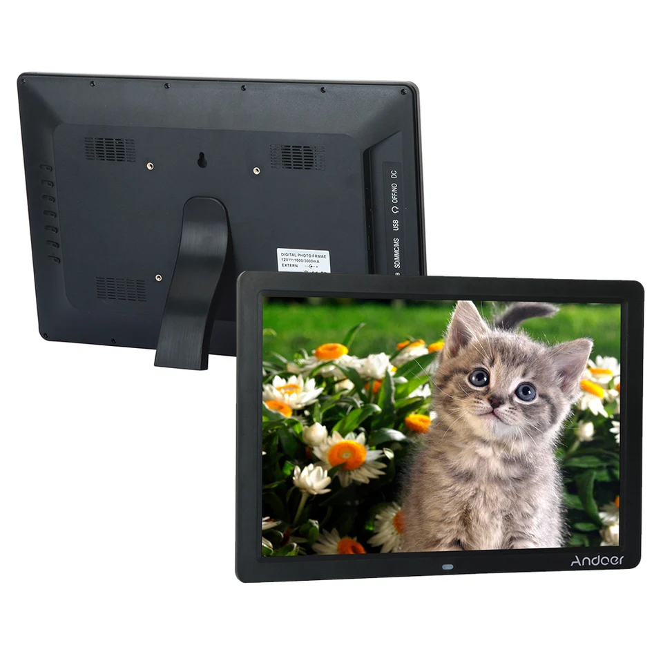 HANXIAODONG Double Screen 15 Inch Digital Photo Frame 1280800 Pixels 1080P HD Video Playback LED Screen USB and SD Card Slots Color : Black, Size : 15inch