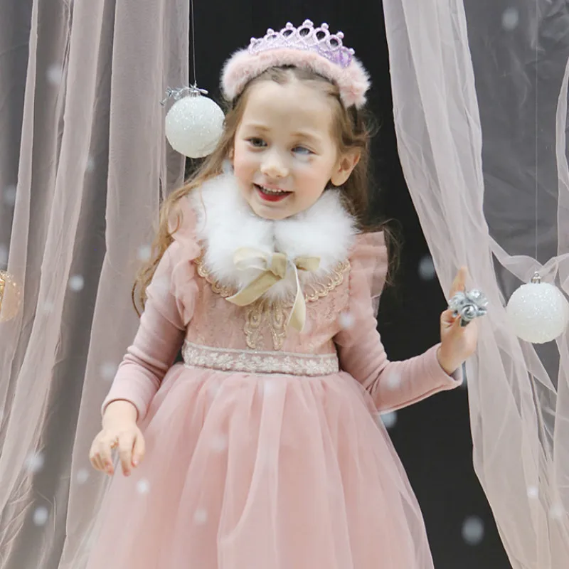 

New Year Winter 2017 New Lace Girl Dresses Princess Dress Thick Party Kids Lace TuTu Dress Girl Clothes Children Clothing CC544