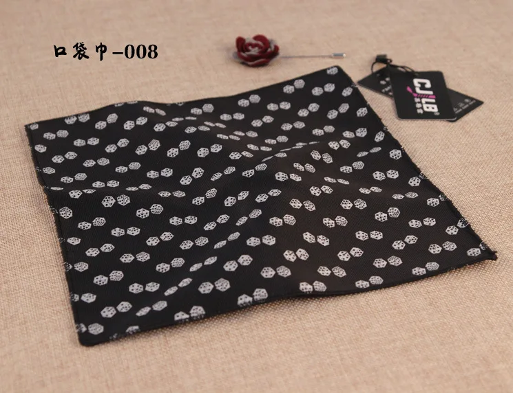 Для мужчин платок полиэстер тканые черный Игральная кость узор Hanky Для Мужчин's Бизнес Повседневное квадрат платочек Свадебные Платки
