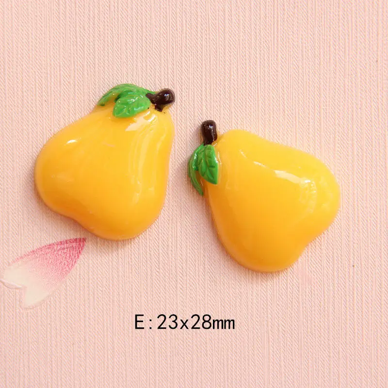 E-Pears 10 шт. стиль мини Моделирование фруктов смолы DIY Ювелирные изделия Кабошон холодильник декоративные аксессуары плоские пластмассовые материалы для рукоделия - Цвет: E-Pears