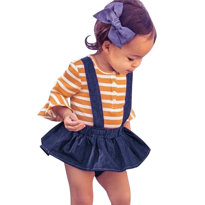 Kids Baby Girls Suspender Skirt Denim Tutu Skirt+Headband Sets Clothes Cute Princess Petticoat Clothes Meisjes Kleding 35LY02