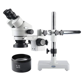 

Widefield Stereo Boom Microscope 3.5X-45X Stereo Binocular Microscope Mobile phone repair Microscope 144 LED Ring Light Good New