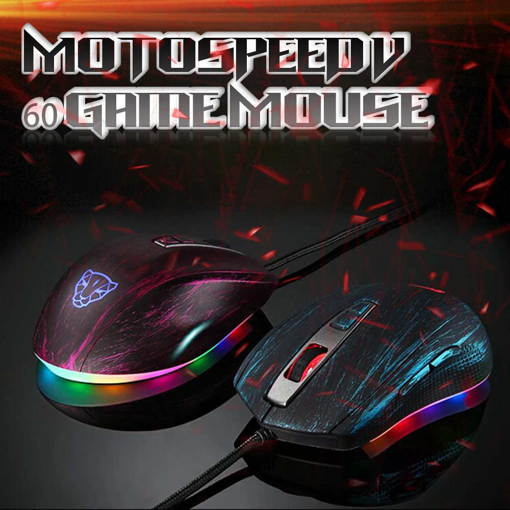 MOTOSPEED V60 игровой Мышь мыши 5000 Точек на дюйм USB3.0 USB проводной RGB Подсветка PMW3325 Gamer компьютер Мышь для рабочего ноутбука