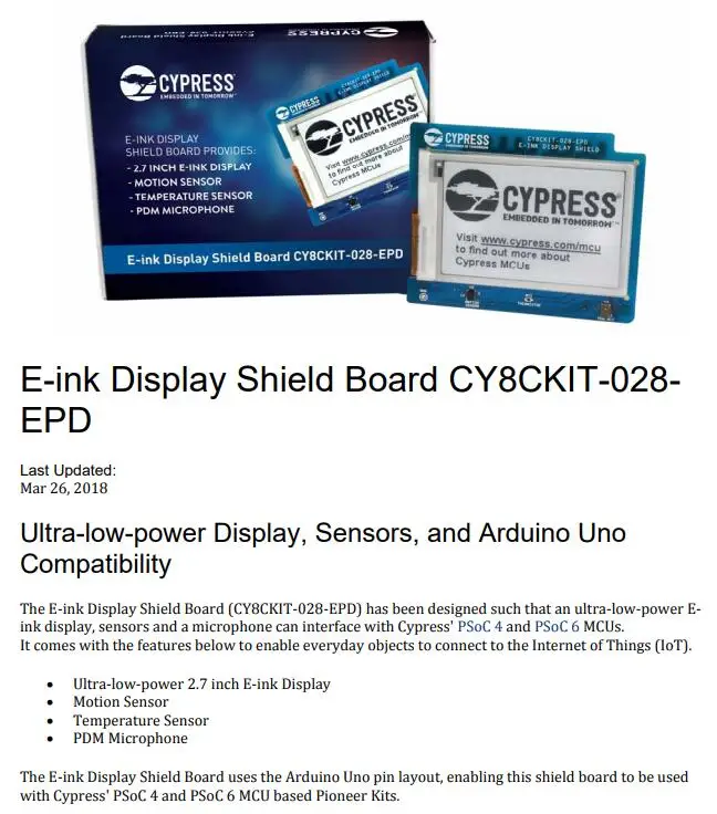 CY8CKIT-028-EPD INFO 2