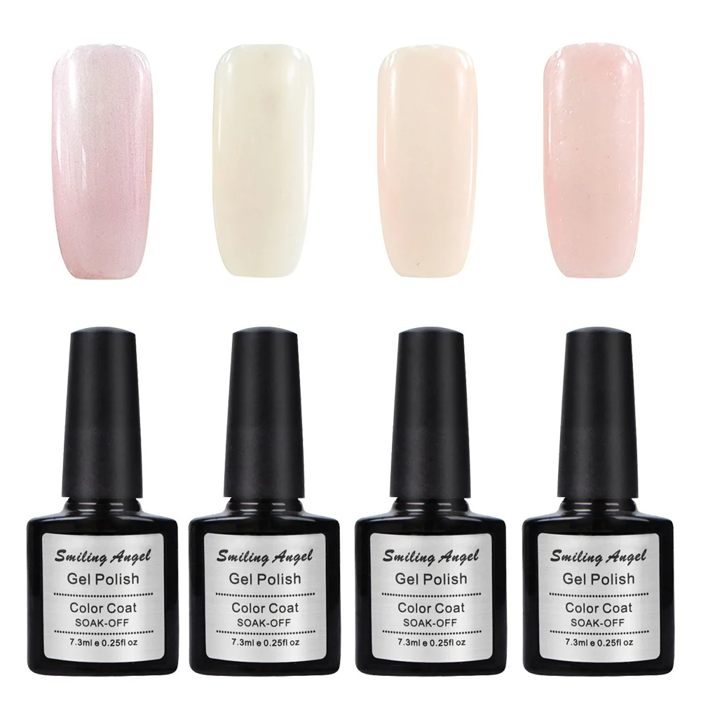 

Smiling Angel 4pcs French Kit Color UV Lamp LED Soak Off Top Base Coat Nail Gel Polish Varnish Venis Semi Permanent Z74