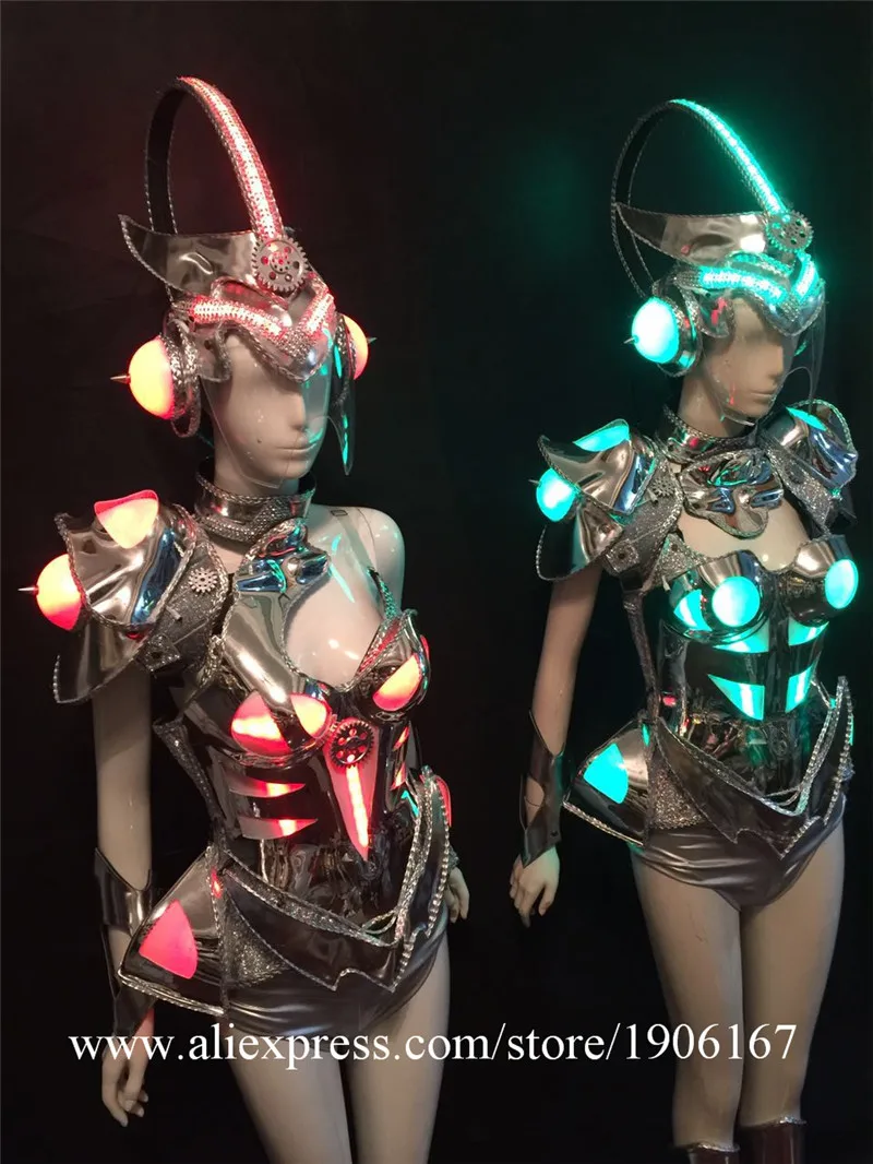 Sexy singer luminous wears clothes cosplay disco stage car models performance led costume ballroom dance dresses party dj2