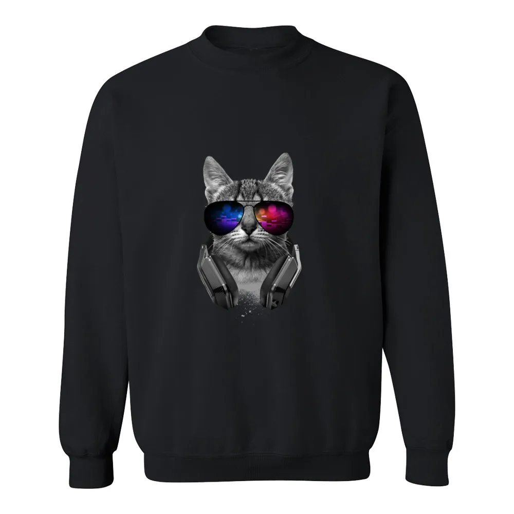 Для мужчин с длинными рукавами 3d меломан кота VII Cool Cat Новый Рождество продукты Trend