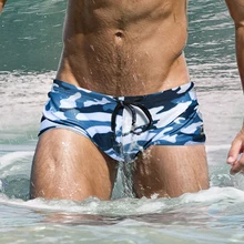 Большие размеры камуфляжные плавки для мужчин быстросохнущие Яркие плавки для пениса бикини Купальники с низкой посадкой спортивные шорты для серфинга