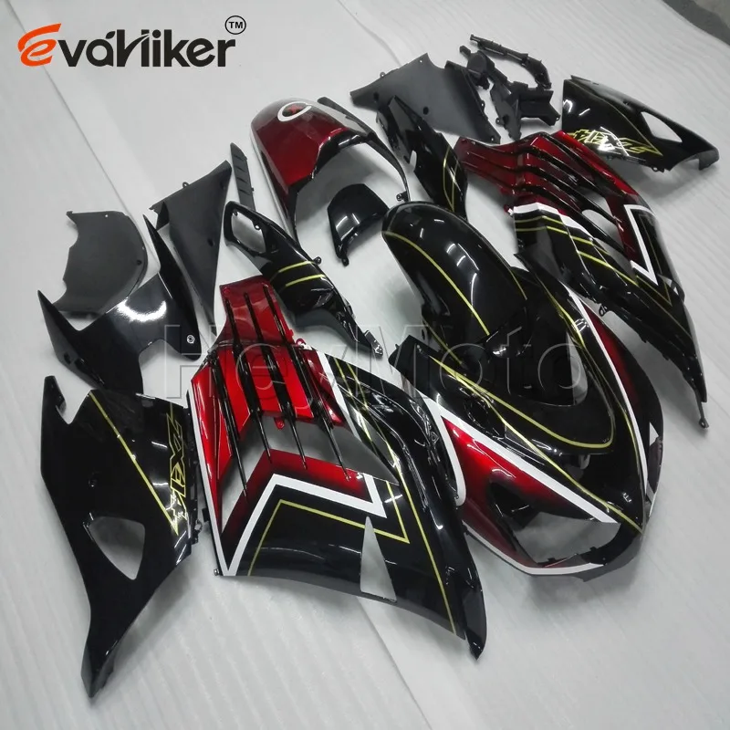 Заказной ABS обтекатель двигателя для ZX-14R 2006- мотоциклетные панели+ литьевая форма Красный Черный - Цвет: B