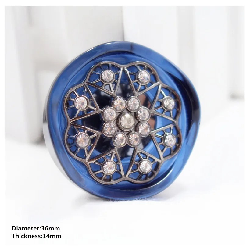 

free shipping 36mm 1pcs cool blue metal Diamonds Clothing Accessories Overcoat Jacket Coat Buttons Sweater Shirt Button,72