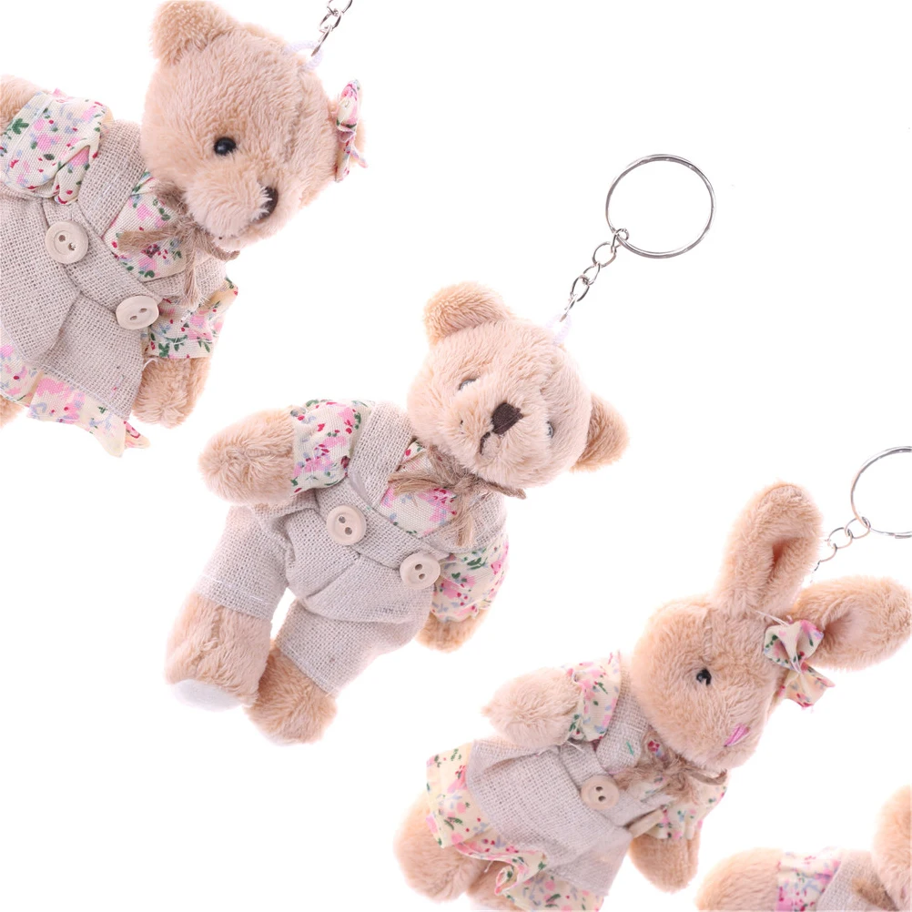 

Couple Bear Rabbit Plush Toys 2019 Floral Cloth Teddy Bear Rabbit Bunny Dolls Key Bag Pendants Lovers Friends Gift 11cm 1 Pair