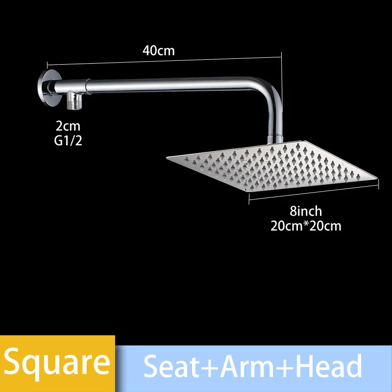 Настенный душевой кронштейн из нержавеющей стали хромированные аксессуары для ванной комнаты душевая головка фиксированная труба держатель для душа - Цвет: Square 3 piece set